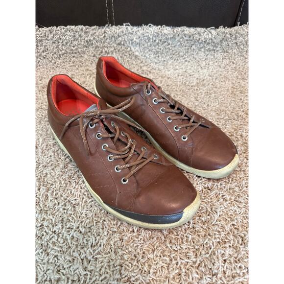 ECCO BIOM Yak Leather Golf Style Shoes Brown Natural Motion Hydromax Men 11/11.5